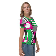 DAZZLING PINK&GREEN TEE FOR WOMEN